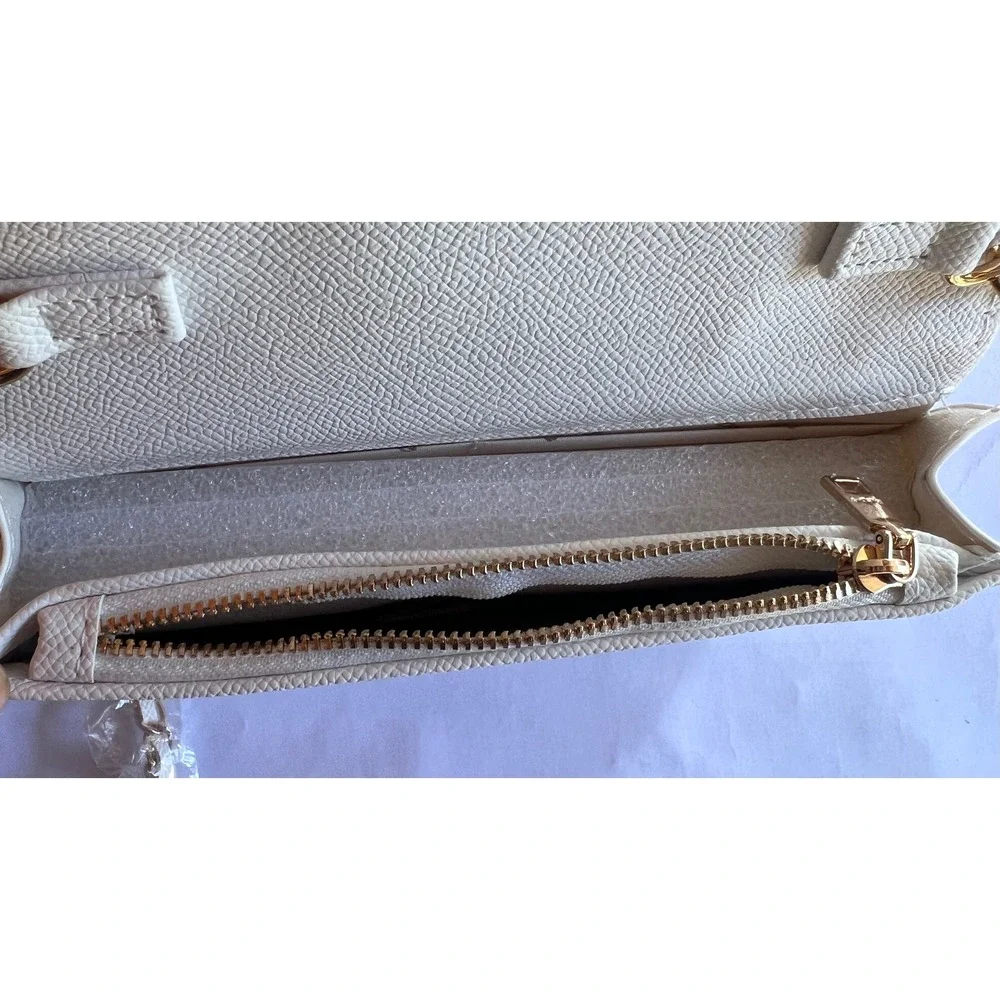 Bebe Los Angeles Crossbody Bag, Embossed Logo Pattern Chain Strap Off White‎ NWT